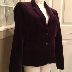 J Crew school-boy deep plum velvet blazer size 10